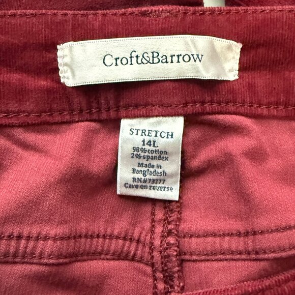 Croft & Barrow Womens Corduroy Straight Mid-Rise Pants Size 14L Stretch Red NWT - Picture 3 of 5